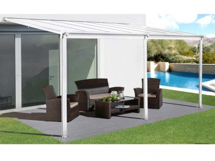 Hliníková pergola LANITPLAST WALL 33 biela + opál PC