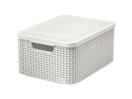 Úložný box Rattan Style2 M 40 x 29 x 19 cm, s vekom, krémová